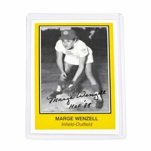 Marge Wenzell Autographed Baseball Card ⚾ AAGPBL HOF 1988 Vintage Collectible